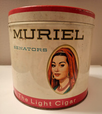 Vtg Muriel Senators Metal Cigar Tin-The Light Cigar 1940-1960 (RT914) picture
