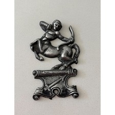 Vintage Sagittarius Zodiac Centaur Cast Metal Wall Plaque Silver Tone Astrology picture