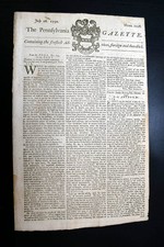 Rare Very Famous BENJAMIN FRANKLIN Pennsylvania Gazette July 26, 1750 Newspaper picture