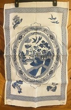 Vtg Samuel Lamont Blue Willow Tea Towel NWT Cotton Linen Blend Ireland 19X31