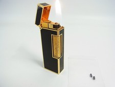 Working Dunhill Rollagas Lighter Black Lacquer Gold with 2pcs flints (b817 picture