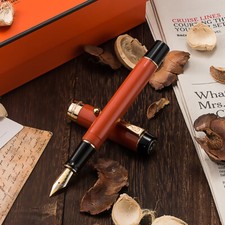 Orange Red Jinhao 100 Centennial Resin Fountain Pen EF/F/M Bent Writing Gift Pen picture