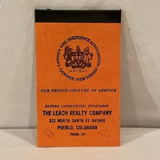 Vintage Promotional Notepad 1947-1948 Calendar Leach Realty Pueblo, Colorado picture