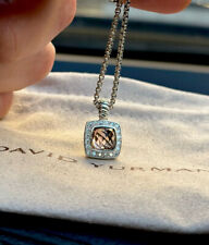 DAVID YURMAN Albion Sterling Silver 7mm Morganite Pave Diamond  Necklace 18 In picture