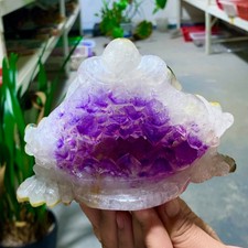 2.3LB Natural and Beautiful Agate Amethyst Handmade Golden Toad Crystal Care picture