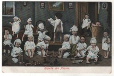 Antique Card Cute children Chapel of the house Postcard Old Russian Postcard picture