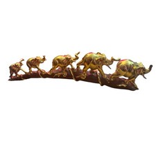Vintage Gold Tone Elephant Herd Walking picture