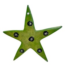 Kenya Hand Carved Soapstone Star Christmas Tree Ornament With Etched Stars picture