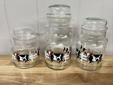 3 Libbey Glass Canister Jar with Lid Cow Country Pattern Candy Goodies picture