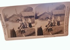 Antique 1897 Stereoview Card By Underwood & Underwood Village Life In Sweden picture
