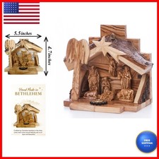 Zuluf Small Olive Wood Nativity Set Hand Carved Nativity Scene Made In picture