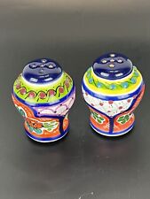 Hand painted Talavera Pottery Salt & Pepper Shakers Made In Mexico 2.5” picture