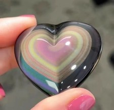 Rainbow Obsidian Heart, Puffy Natural Stone, Healing Crystal, Gemstone, 20-40 gm picture