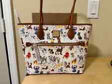 DISNEY PARKS DOONEY & BOURKE CHRISTMAS SANTA TAILS DOGS PURSE HOLIDAY TOTE BAG picture