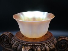 Frederick Carder Steuben #2680 GOLD AURENE & CALCITE Art Glass Finger Bowl picture