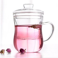 Clear Glass Tea Mug Cup Glass Tea Infuser Glass Lid 12 oz Teacup with Lid picture
