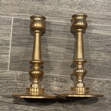 Vintage Pair of Heavy Solid Brass Candlesticks Candle Holders Traditional Set picture