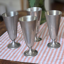 Vintage Stieff P-51 Pewter Pilsner Cups Set of 4 Pewter Pilsner picture