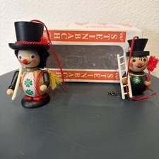 Two Steinbach Chimney Sweeps Ornaments Brothers Erzgebirge Schornsteinfeger Vtg picture