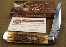 NOS CASE USA XX NO.6154L CV 2010 TRAPPERLOCK AMBER BONE POCKET KNIFE picture