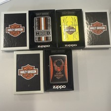 Three (3) Vintage Harley Davidson Zippo Lighters one price for all picture