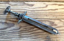 Antique Veterinary Metal Animal Syringe 9.25