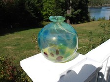 Vintage 1986 Signed Robert Bartlett Art Glass Vase Hand Blown Multicolor Studio picture