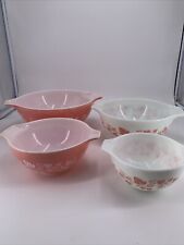 Pyrex Pink Gooseberry Cinderella bowl complete set vntg 50's 441 442 443 444 EUC picture