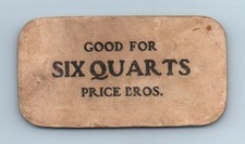 Price Bros Dairy Paper Milk Ticket Token Good For Six Quarts Bulk Coupon Vintage picture