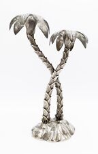 Vintage Godinger Silver Plated Double Palm Tree Candle Stick Holder 10.25” Tall picture