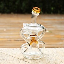 Uptake 7inch Glass Bongs and Water Pipes Smoking Recycler Bons Hookah 14mm Bowl picture