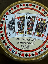 Halcyon Days Enamel Paperweight Playing Cards Pattern Brass picture