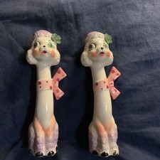 Vintage Tilso Tall Long Neck Poodle S&P Shakers Kitchsy  Pink ~ Purple picture
