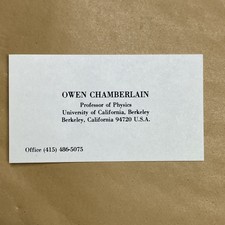 Vintage Business Card - Owen Chamberlain,  Nobel Prize - Physics 1959 picture