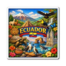 Ecuador travel collage Magnet | Galápagos wildlife, Andes & landmarks picture
