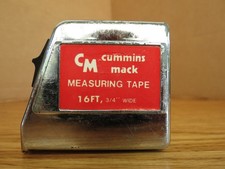 Vintage Cummins Mack White on Red Logo Locking Measuring Tape 16' x ¾