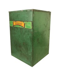 Vintage Green Metal Apothecary Shop Tin Bin Buckbean Herb Storage Box 11.5