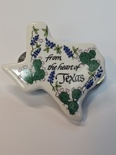 Texas Travel Souvenir Magnet Ceramic Map Shape From the Heart of Texas picture