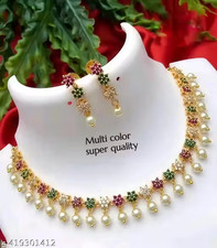 Indian Bollywood Style Designer Gold Plated Fashion Bridal Jewelry Necklace Set picture