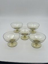 Russel Wright American Modern Morgantown Amber Chartreuse Sherbet Glass Set Of 5 picture