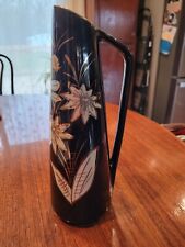 Vintage Mcm Scheurich 11 Inch Black Floral Vase West Germany 275-28 Hand Painted picture