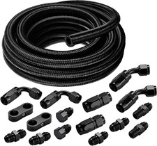 6AN Fuel Line Kit, 6AN Hose Nylon Braided Fuel Line Hose Fitting Kit CPE Transmi picture