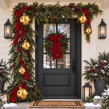 Set of 6 Large Golden Metal Jingle Bells Christmas Decorations Indoor Outdoor picture