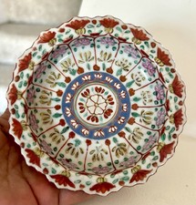 Antique 19 Century Thai Benjarong Steam Pedestal Bowl Hand Painted picture