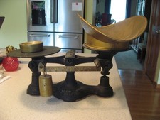 Vtg AD Seidel & Sons Cast Iron Counter Balance Scale No. 1 Beauty + 1lb Weight picture