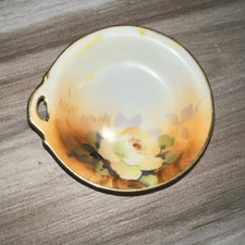 Vintage Nippon Hand Painted Handled Dish with Gold Trim Jewerly or candy trinket picture
