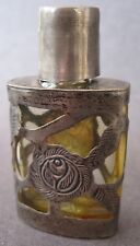 Miniature 925 Sterling Silver Overlay PERFUME BOTTLE Floral Design Glass Mexico picture
