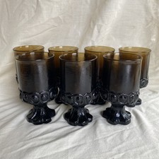 Vtg Tiffin Franciscan Madeira Smoke Brown Glass/Goblet 5.5” Tall -Set of 7 picture