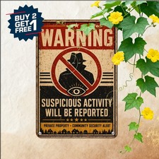 Neighborhood Crime Watch Warning Tin Sign Outdoor Home Security Plaque picture