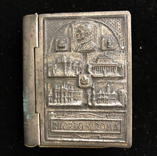 Vintage Ricordo Di Roma Small Metal Faux Book for Rosary, Etc IKS Embossed 2.5” picture
